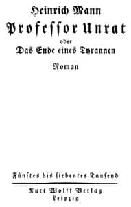 Professor Unrat, oder, Das Ende eines Tyrannen (German)